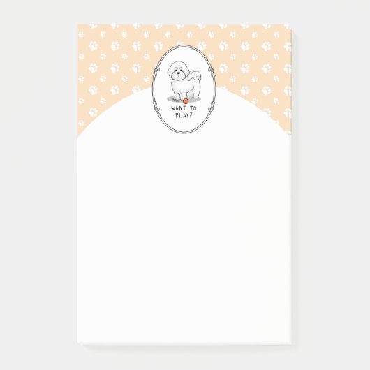 Wil je spelen? Bichon Frise Dog met Ball - Cute Post-it® Notes (Voorkant)