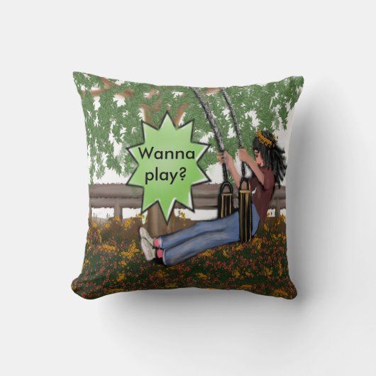 Wil je spelen? Sierkussen knikken op een naai (Voorkant)