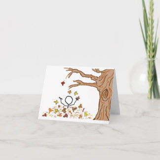 Wil je spelen?, spelen in de bladeren briefkaart