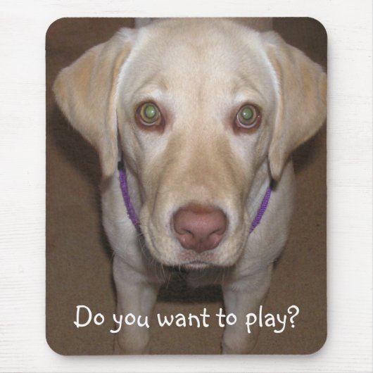 Wil je spelen? Yellow Lab Mousepad Muismat (Voorkant)