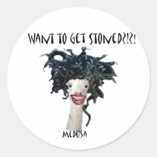 Wil je stoned worden?!?1 Medusa Ronde Sticker