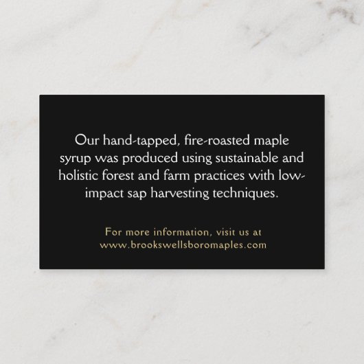 Wil je stroop? Dat hebben we! Amber Drips op zwart Visitekaartje (Achterkant)