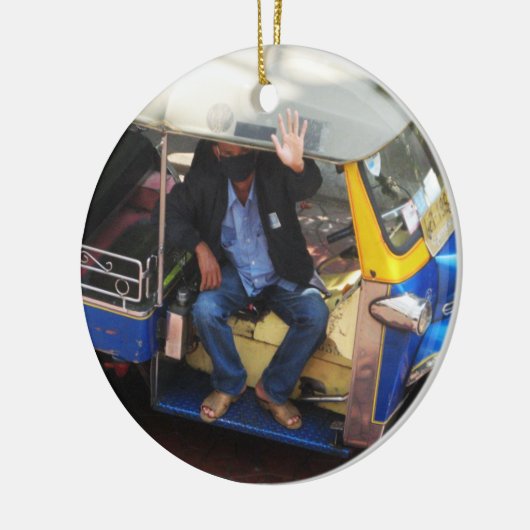 Wil je TAXI TUK-TUK? Keramisch Ornament (Links)