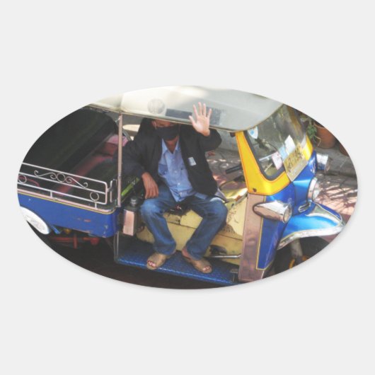 Wil je TAXI TUK-TUK? Ovale Sticker (Voorkant)