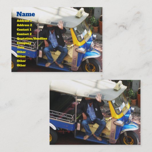 Wil je TAXI TUK-TUK? Visitekaartje (Voorkant / Achterkant)