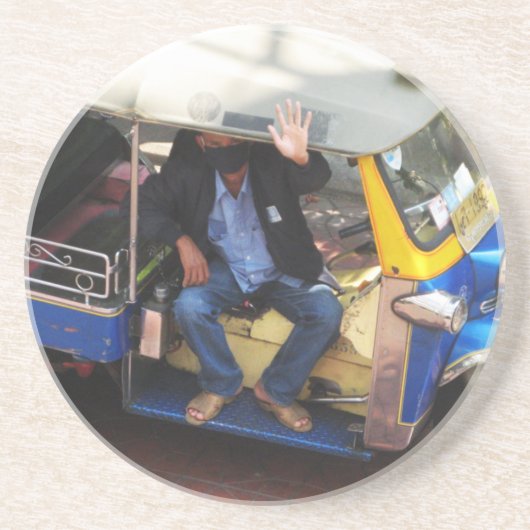 Wil je TAXI TUK-TUK? Zandsteen Onderzetter (Voorkant)