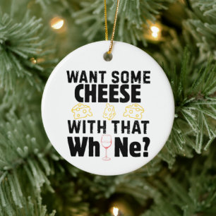 Wil je wat kaas bij die wijn? keramisch ornament