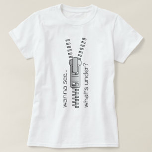 Wil je zien wat er onder zwarte persoonlijke tekst t-shirt