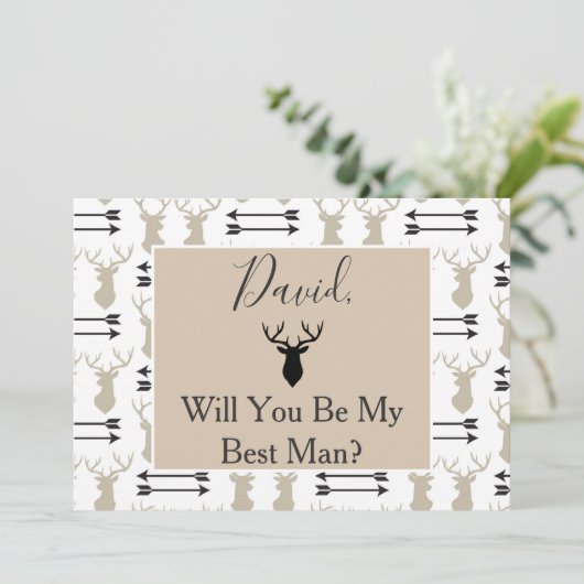 Wil jij mijn beste man herten gewei pijl? kaart (Staand voorkant)