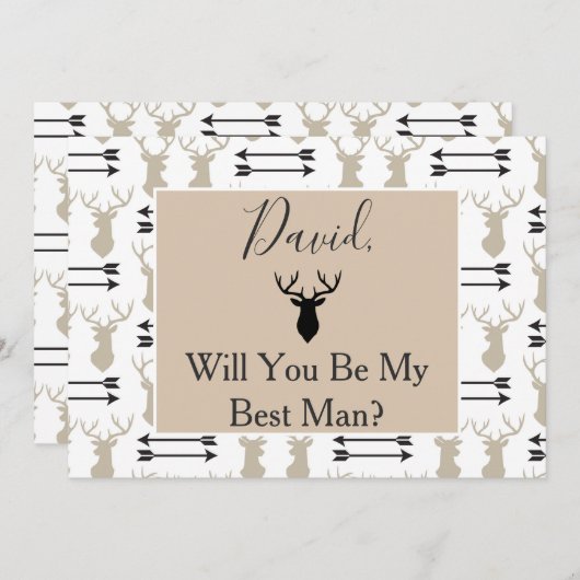 Wil jij mijn beste man herten gewei pijl? kaart (Voorkant / Achterkant)
