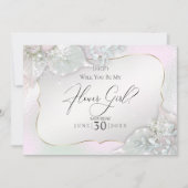 Wil jij mijn Bloemenmeisje Wispy Pink Shimmer zijn Kaart (Voorkant)