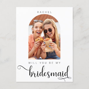 Wil jij mijn Bridesmaid Minimalist Photo Script zi Briefkaart