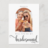 Wil jij mijn Bridesmaid Minimalist Photo Script zi Briefkaart (Voorkant)