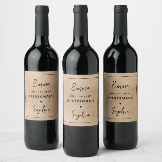 Wil jij mijn Bridesmaid Proposal Wine Label zijn? Wijn Etiket (Flessen)