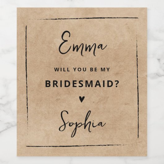 Wil jij mijn Bridesmaid Proposal Wine Label zijn? Wijn Etiket (Enkel label)