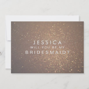 Wil jij mijn bruidsmeisje Bronze Glitter Kaart zij