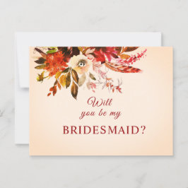 Wil jij mijn bruidsmeisje Herfst Bloemenblush ivoo Briefkaart