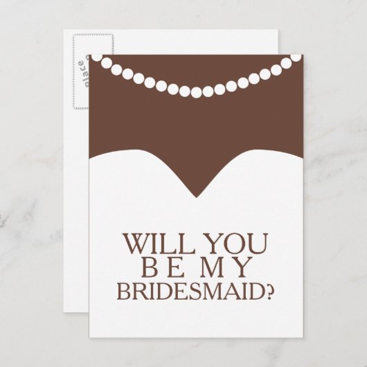 Wil jij mijn bruidsmeisje jurk en parels zijn? uitnodiging briefkaart (Voorkant / Achterkant)