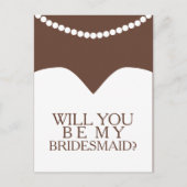 Wil jij mijn bruidsmeisje jurk en parels zijn? uitnodiging briefkaart (Voorkant)