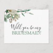 Wil jij mijn bruidsmeisje Magnolia Eucalyptus zijn Aankondigingskaart (Voorkant)