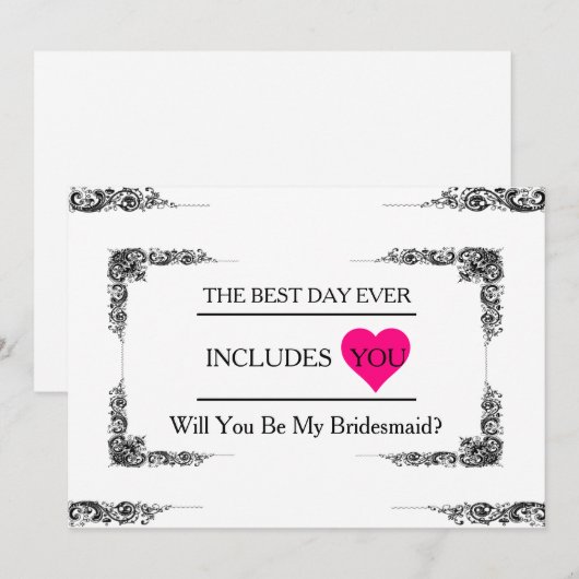Wil jij mijn bruidsmeisje met een roze hart zijn? kaart (Voorkant / Achterkant)