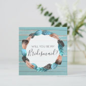 Wil jij mijn bruidsmeisje rustieke Boho veren zijn Kaart (Staand voorkant)
