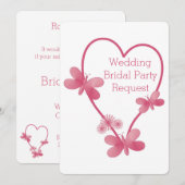 Wil jij mijn bruidsmeisje uitnodiging Pink Heart z (Voorkant / Achterkant)
