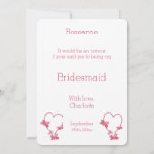 Wil jij mijn bruidsmeisje uitnodiging Pink Heart z (Achterkant)