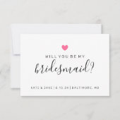 Wil jij mijn bruidsmeisje zijn Donker Roze Hart? Kaart (Voorkant)