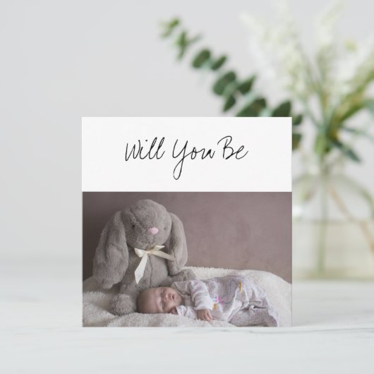 Wil jij mijn GodParents Baby & Stuffed Bunny zijn? Kaart (Staand voorkant)