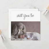 Wil jij mijn GodParents Baby & Stuffed Bunny zijn? Kaart (Voorkant / Achterkant in situ)