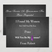 Wil jij mijn Groomsman Black Chalk Board Stropdas  Kaart (Voorkant / Achterkant)