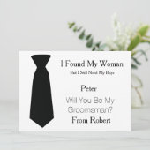 Wil jij mijn Groomsman Black & White Stropdas zijn Kaart (Staand voorkant)