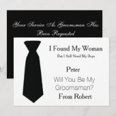 Wil jij mijn Groomsman Black & White Stropdas zijn Kaart (Voorkant / Achterkant)