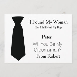 Wil jij mijn Groomsman Black & White Stropdas zijn Kaart