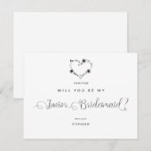 Wil jij mijn junior bruidsmeisje Funny Black Heart Briefkaart (Voorkant / Achterkant)