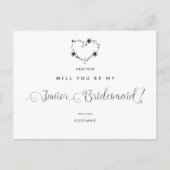 Wil jij mijn junior bruidsmeisje Funny Black Heart Briefkaart (Voorkant)