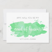 Wil jij mijn Maid of Honor Waterverf Green zijn? Kaart (Voorkant)