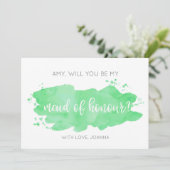 Wil jij mijn Maid of Honor Waterverf Green zijn? Kaart (Staand voorkant)