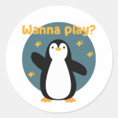Wil Kawaii een grappige pinguïn spelen Ronde Sticker (Voorkant)