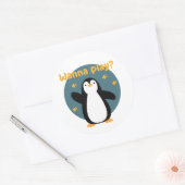 Wil Kawaii een grappige pinguïn spelen Ronde Sticker (Envelop)