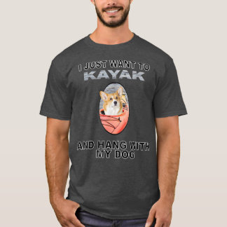 Wil kayakën met hond Corgi varen T-shirt