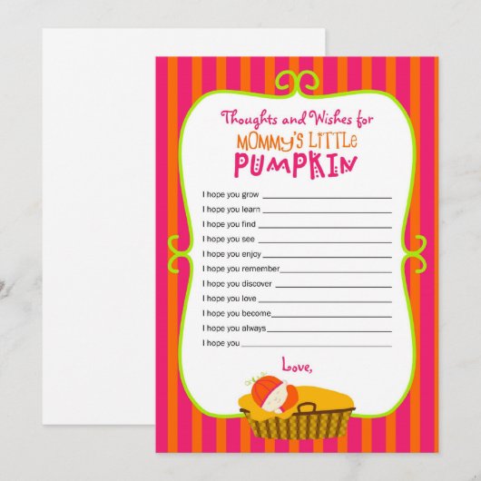 Wil mama's kleine pompoen. advieskaart (Voorkant / Achterkant)