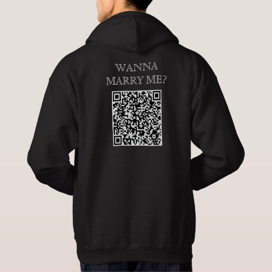 Wil met me trouwen QR code op rug grappig voorstel Hoodie (Achterkant)