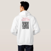 Wil met me trouwen QR code op rug grappig wit Hoodie (Achterkant volledig)