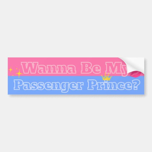 Wil Mijn Passagiersprins Zijn Bumpersticker (Voorkant)