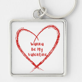 Wil mijn Valentijn zijn met een hart Sleutelhanger