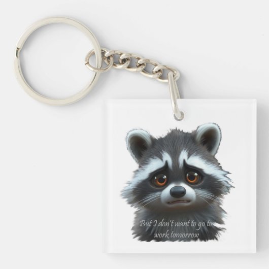 Wil niet werken Raccoon Animal Sleutelhanger (voorkant)