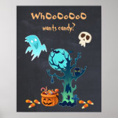 Wil OoO Snoep? Spooky Halloween Scene Poster (Voorkant)