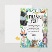 Wil Verjaardag Safari Dieren Bedankkaart (Voorkant / Achterkant)